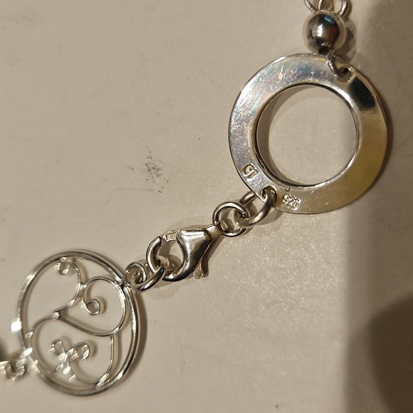 8" 925 Modern Design Silver Bracelet with Filigree Design - Picture 5 of 6